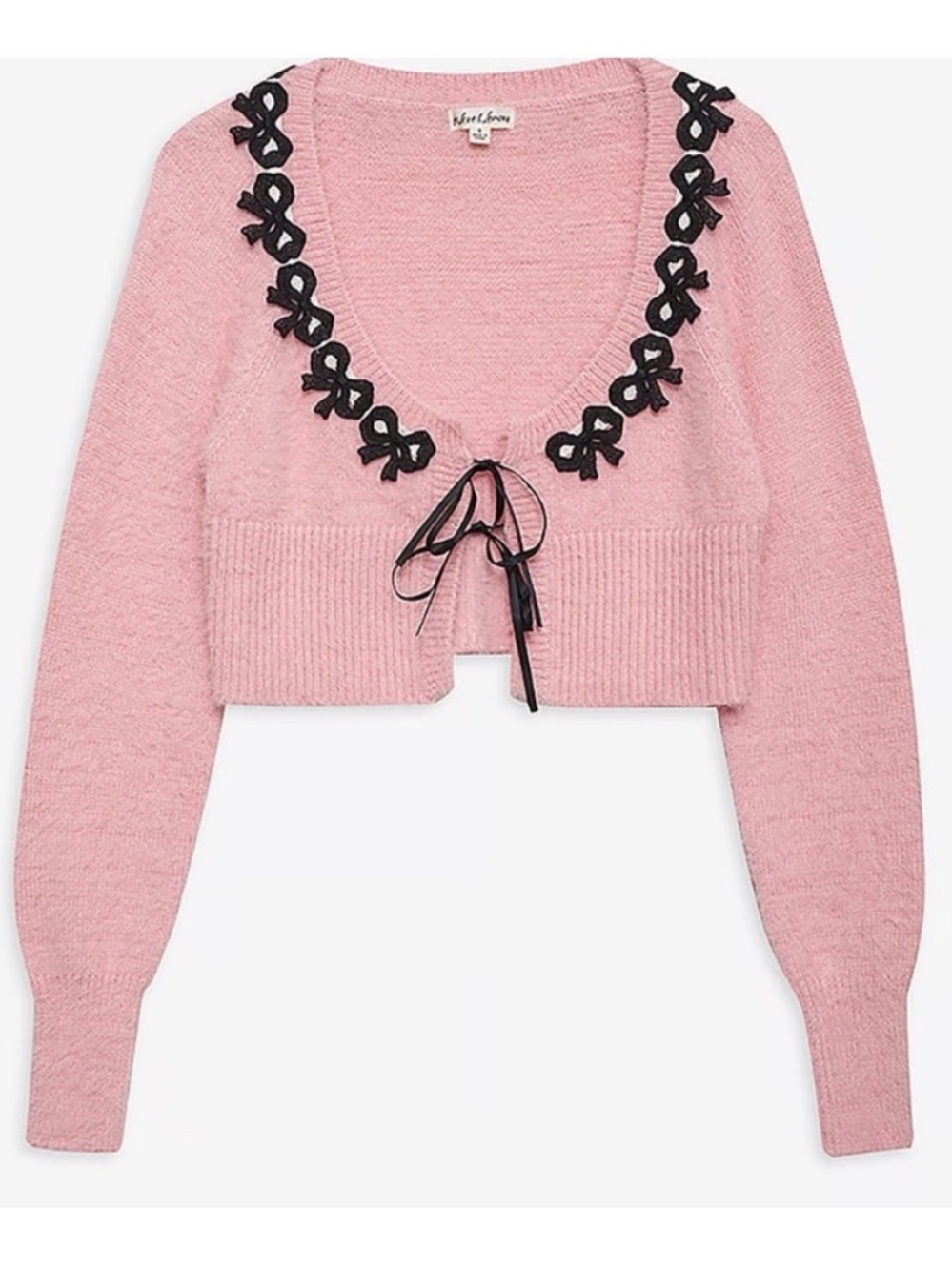 For Love and Lemons Pink Fuzzy Cropped Cardigan